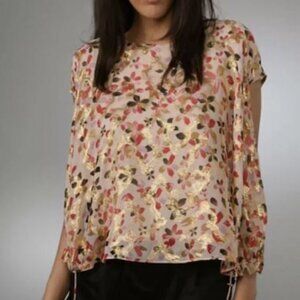 NWOT Like New RARE Diane von Furstenberg Cipolla Floral Lamé Blouse Size 4